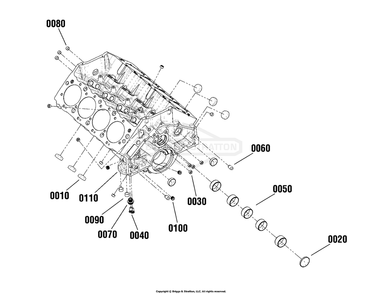 Engine Group - Cylinder Block Diagram and Parts List for 080015-02  Briggs and Stratton Generator
